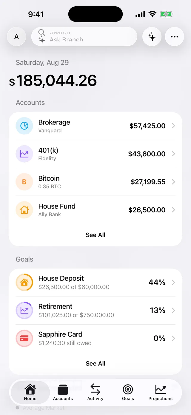 The Branch home screen